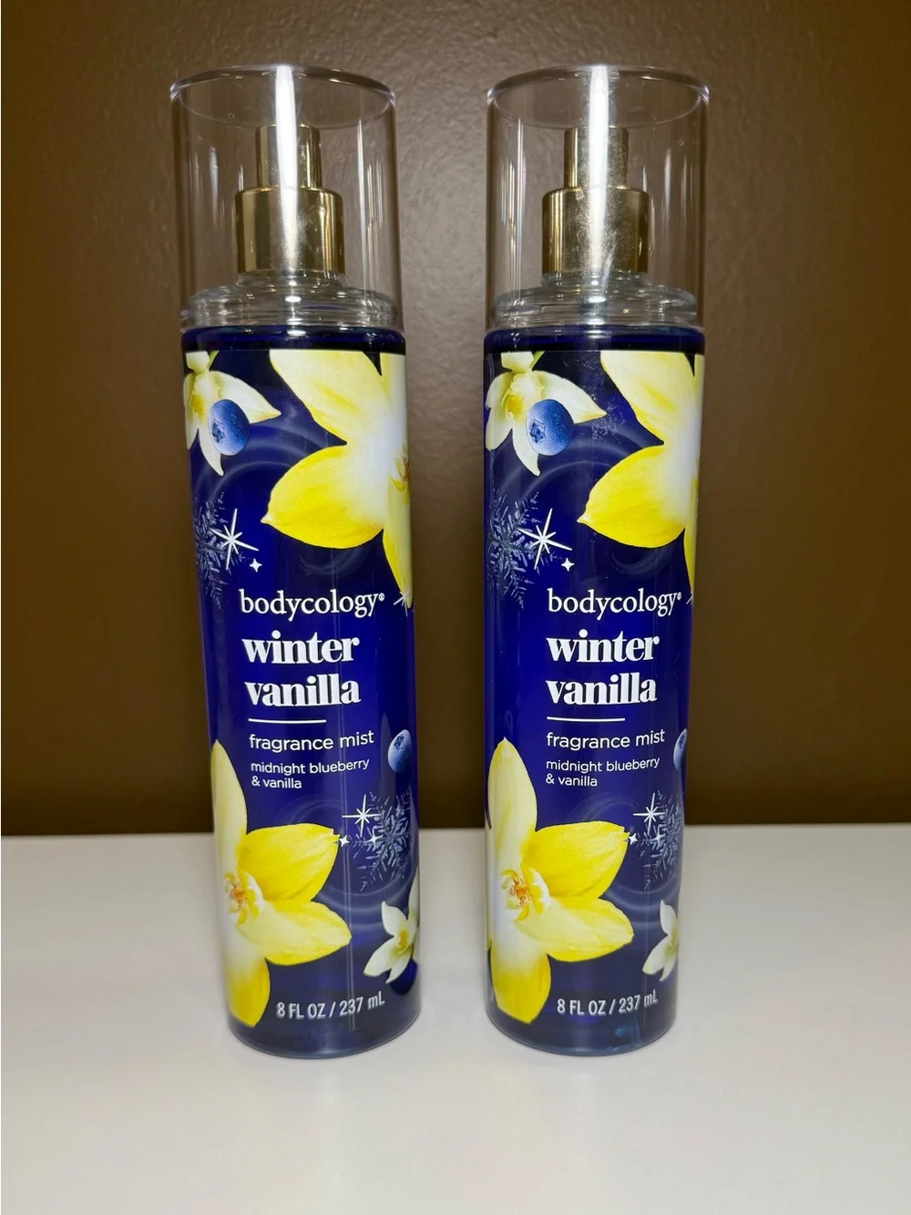 2 PACK Bodycology Winter Vanilla Fragrance Mist Midnight Blueberry 8 fl oz, NEW